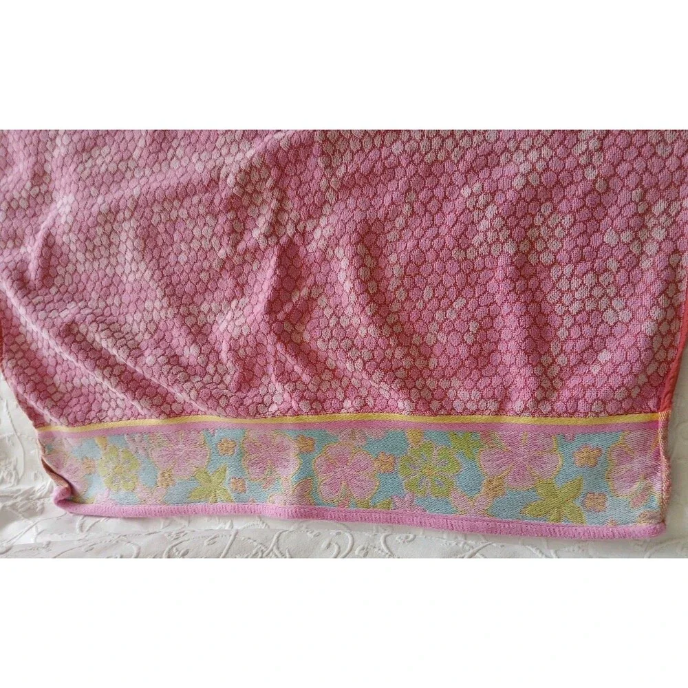 VTG Terrisol Karsten Beach Towel India Pastel Colors Beach  Hibiscus Flower Pink